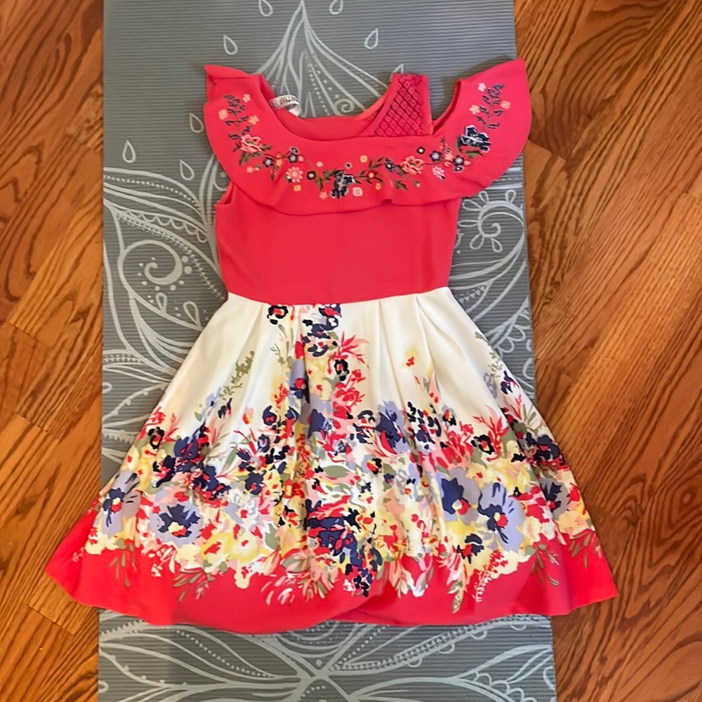 BEAUTEES Girls Pink Floral Dress